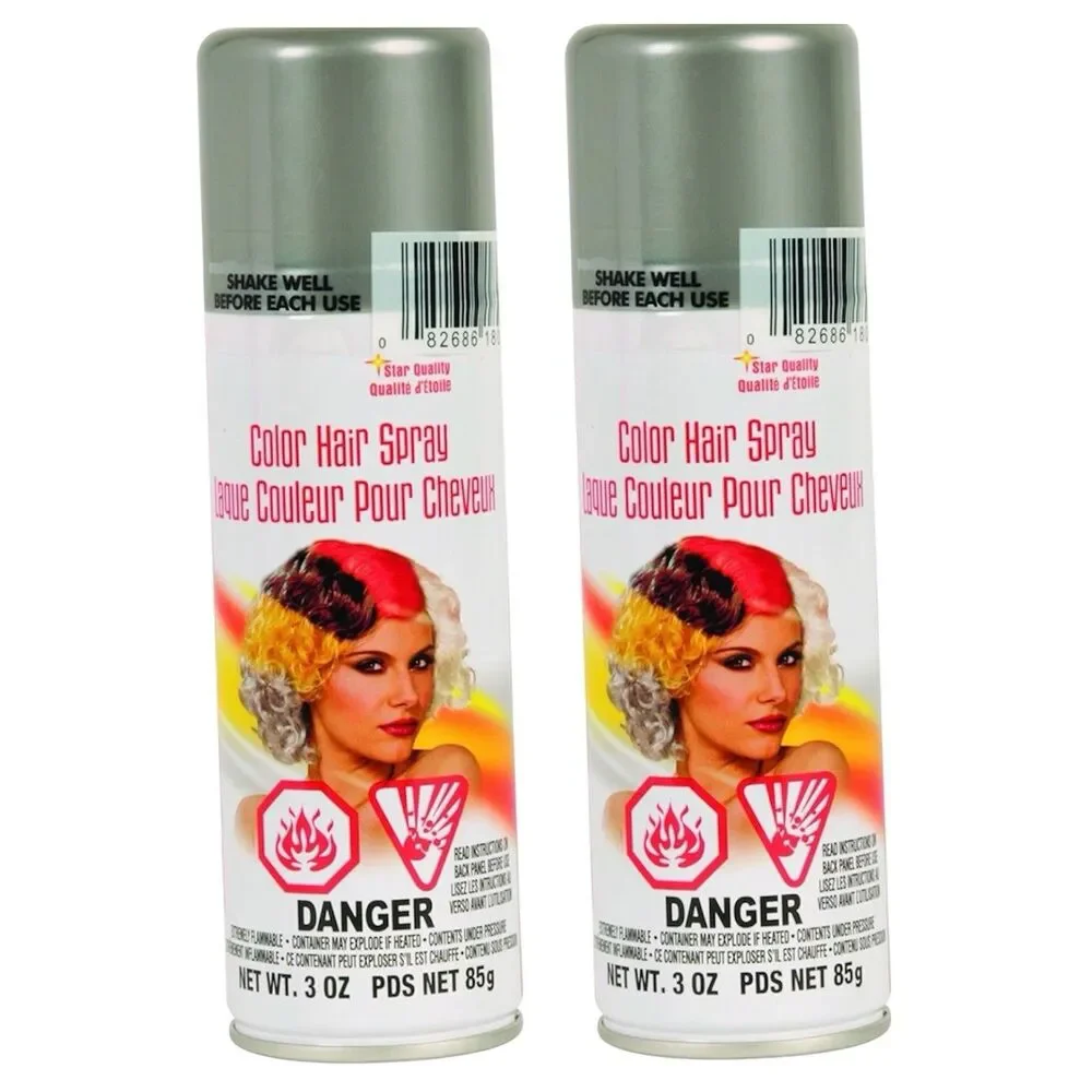 2 Rubie's Bright Color Hairspray Halloween Costume, Silver 2 Oz. Each